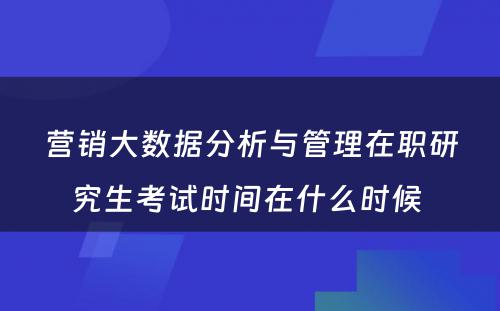 营销大数据分析与管理在职研究生考试时间在什么时候 