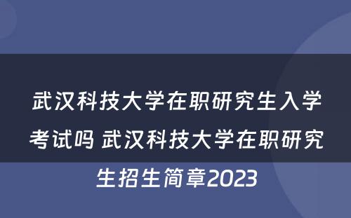 武汉科技大学在职研究生入学考试吗 武汉科技大学在职研究生招生简章2023