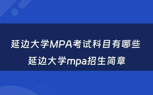 延边大学MPA考试科目有哪些 延边大学mpa招生简章