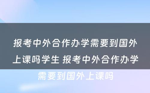 报考中外合作办学需要到国外上课吗学生 报考中外合作办学需要到国外上课吗