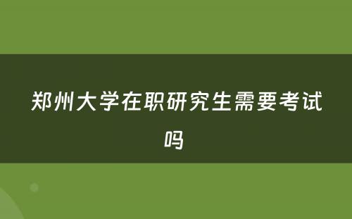 郑州大学在职研究生需要考试吗 