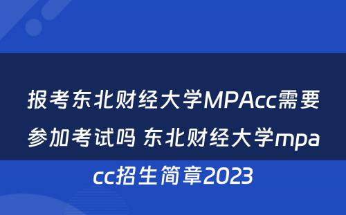报考东北财经大学MPAcc需要参加考试吗 东北财经大学mpacc招生简章2023