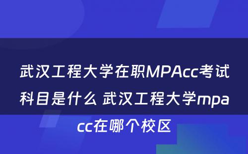 武汉工程大学在职MPAcc考试科目是什么 武汉工程大学mpacc在哪个校区