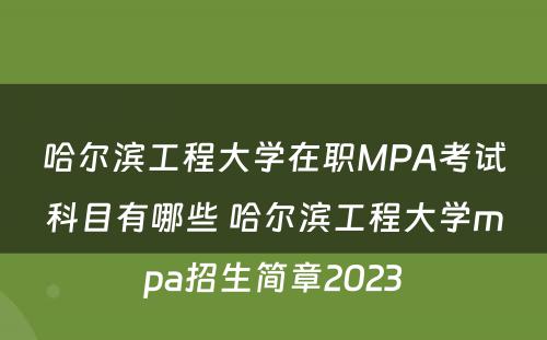 哈尔滨工程大学在职MPA考试科目有哪些 哈尔滨工程大学mpa招生简章2023