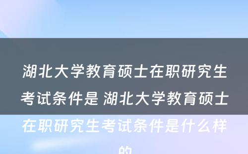 湖北大学教育硕士在职研究生考试条件是 湖北大学教育硕士在职研究生考试条件是什么样的