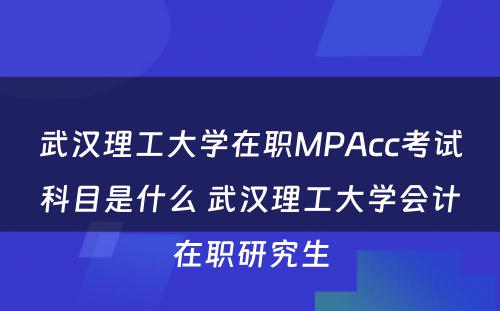 武汉理工大学在职MPAcc考试科目是什么 武汉理工大学会计在职研究生