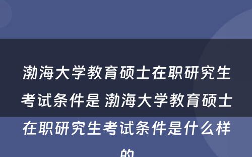 渤海大学教育硕士在职研究生考试条件是 渤海大学教育硕士在职研究生考试条件是什么样的