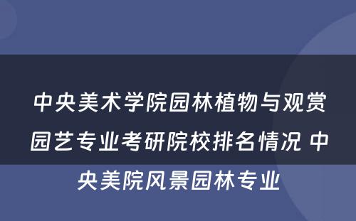 中央美术学院园林植物与观赏园艺专业考研院校排名情况 中央美院风景园林专业