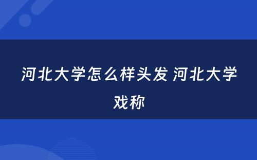 河北大学怎么样头发 河北大学戏称