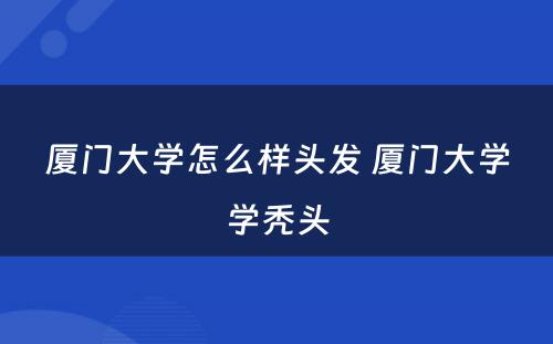 厦门大学怎么样头发 厦门大学学秃头