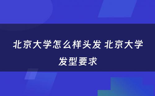 北京大学怎么样头发 北京大学发型要求