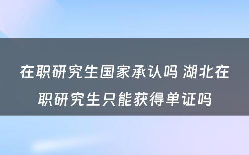 在职研究生国家承认吗 湖北在职研究生只能获得单证吗