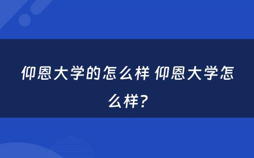 仰恩大学的怎么样 仰恩大学怎么样?