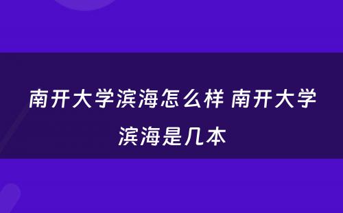 南开大学滨海怎么样 南开大学滨海是几本