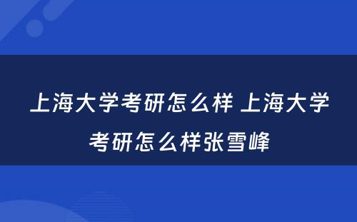 上海大学考研怎么样 上海大学考研怎么样张雪峰