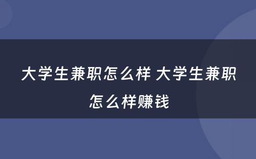 大学生兼职怎么样 大学生兼职怎么样赚钱