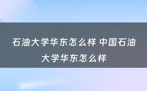 石油大学华东怎么样 中国石油大学华东怎么样