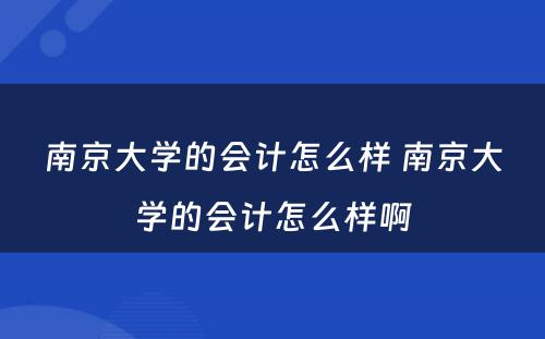 南京大学的会计怎么样 南京大学的会计怎么样啊