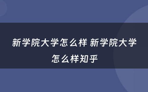 新学院大学怎么样 新学院大学怎么样知乎