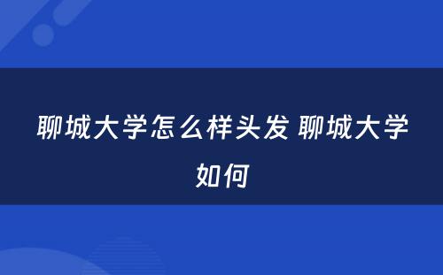 聊城大学怎么样头发 聊城大学如何