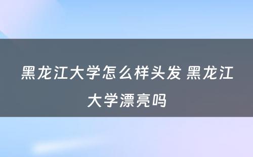 黑龙江大学怎么样头发 黑龙江大学漂亮吗