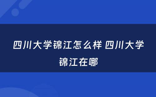 四川大学锦江怎么样 四川大学锦江在哪