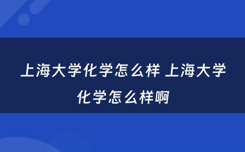 上海大学化学怎么样 上海大学化学怎么样啊