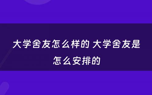 大学舍友怎么样的 大学舍友是怎么安排的