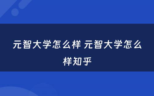 元智大学怎么样 元智大学怎么样知乎