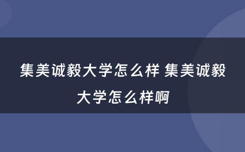 集美诚毅大学怎么样 集美诚毅大学怎么样啊