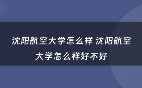 沈阳航空大学怎么样 沈阳航空大学怎么样好不好