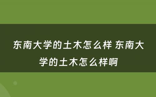 东南大学的土木怎么样 东南大学的土木怎么样啊
