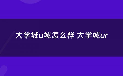 大学城u城怎么样 大学城ur