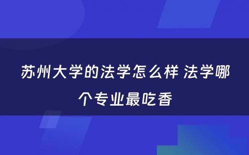 苏州大学的法学怎么样 法学哪个专业最吃香