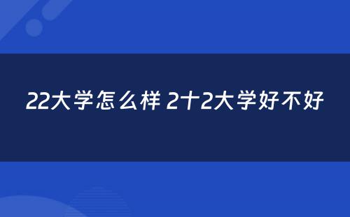 22大学怎么样 2十2大学好不好