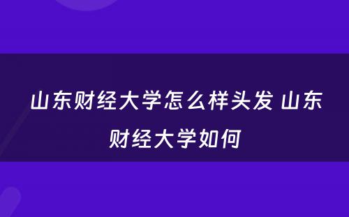 山东财经大学怎么样头发 山东财经大学如何