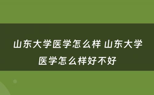 山东大学医学怎么样 山东大学医学怎么样好不好