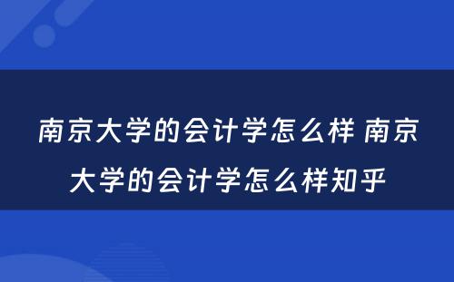 南京大学的会计学怎么样 南京大学的会计学怎么样知乎
