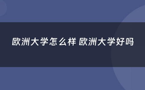 欧洲大学怎么样 欧洲大学好吗