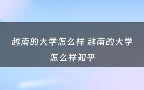 越南的大学怎么样 越南的大学怎么样知乎