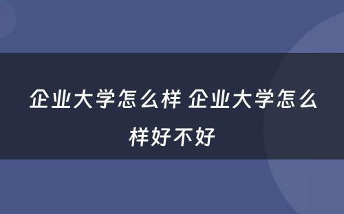 企业大学怎么样 企业大学怎么样好不好
