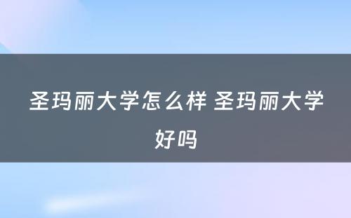 圣玛丽大学怎么样 圣玛丽大学好吗