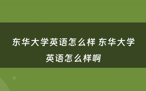 东华大学英语怎么样 东华大学英语怎么样啊