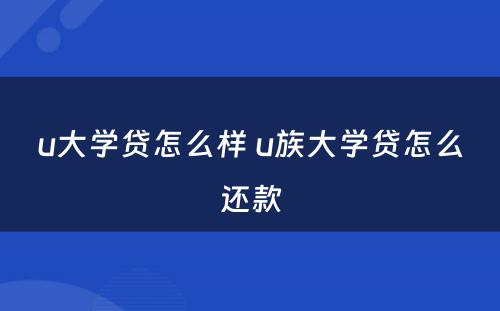 u大学贷怎么样 u族大学贷怎么还款