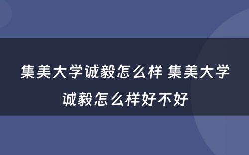 集美大学诚毅怎么样 集美大学诚毅怎么样好不好