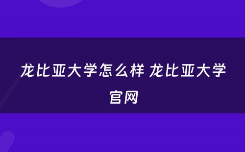 龙比亚大学怎么样 龙比亚大学官网