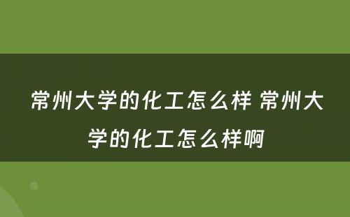 常州大学的化工怎么样 常州大学的化工怎么样啊