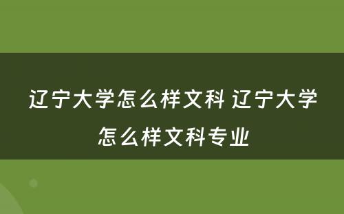 辽宁大学怎么样文科 辽宁大学怎么样文科专业