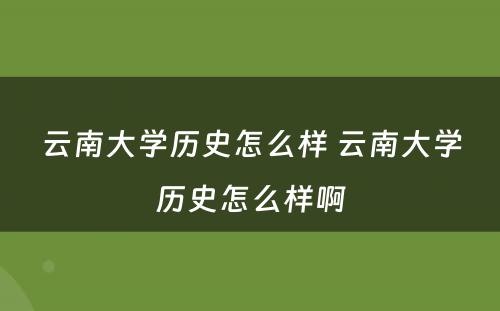 云南大学历史怎么样 云南大学历史怎么样啊