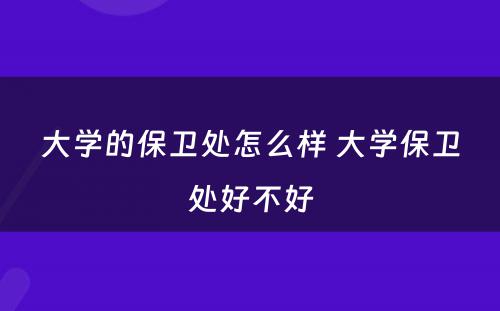 大学的保卫处怎么样 大学保卫处好不好